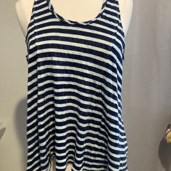 G90 We the Free Free People Striped Raw Edge Hem Tank Womens PS - Picture 1 of 5